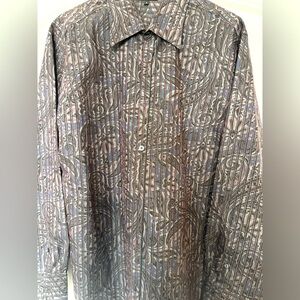 Men’s paisley long sleeve shirt, Grey, size Large
